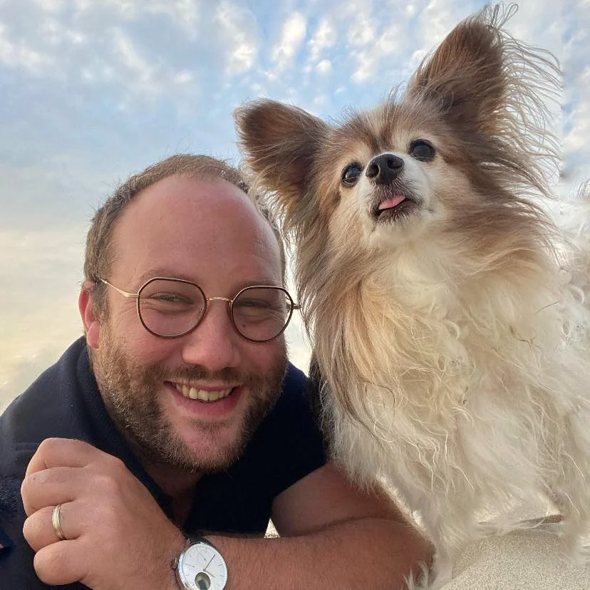 David Aguilar, photographer and founder of Easy Home Littoral, with his dog